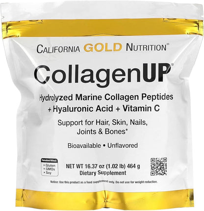California Gold Hydrolyzed Marine Collagen Peptides with Hyaluronic Acid + Vit C 206g/464g/1kg