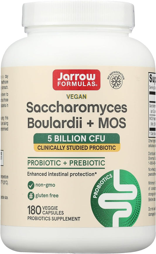 Jarrow Saccharomyces Boulardii Plus MOS 5 Billion - 180 Vegetable Capsules