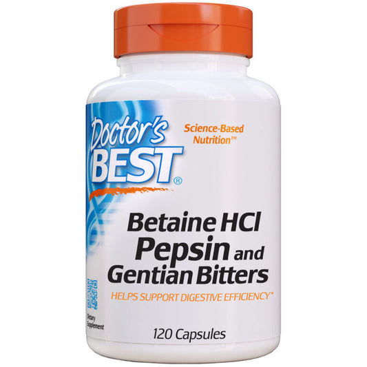 Doctor's Best Betaine HCL Pepsin & Gentian Bitters - 120 Capsules