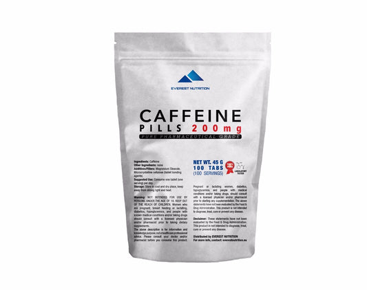 Caffeine EXTRA Strength - 200mg 100 Pharmaceutical Grade Tablets